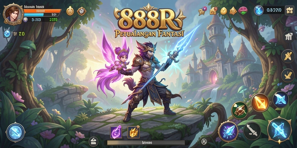 Screenshot menampilkan aksi petualangan seru di game RPG 888R.
